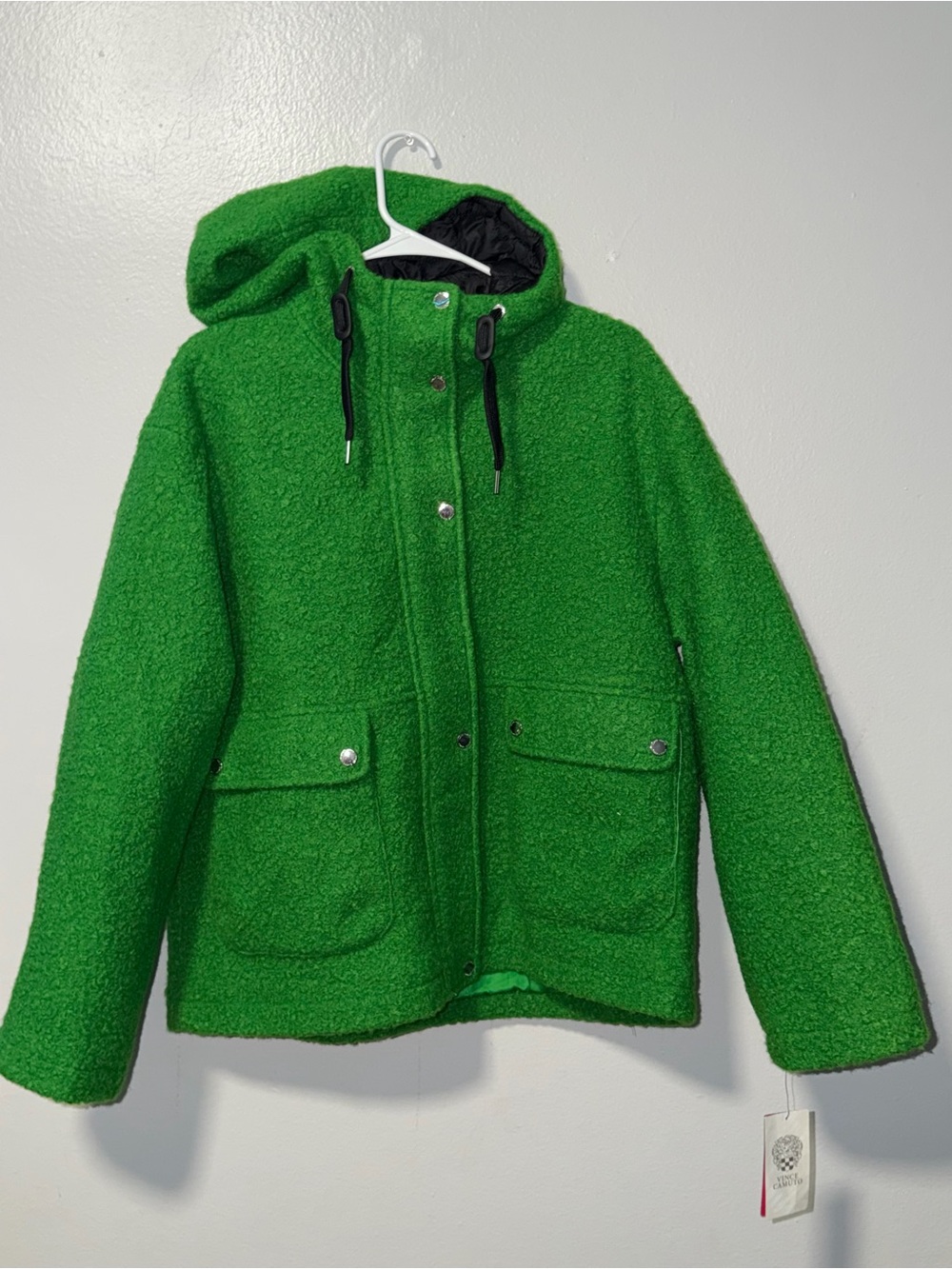 Vince Camuto Bright Green Hooded Bouclé Puffer Jacket - Kids